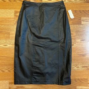 Vintage black leather pencil skirt